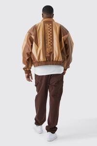 Chaqueta de Moto Impermeable y Transpirable de Talla Grande Huzaifa Products, Color Marrón, Piel de Oveja Original, Bordada, con Puños Elásticos - Product Image 2