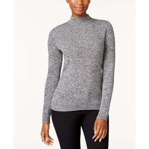 Maglione Vintage Casual da Donna Karen Scott in Cotone con Collo Alto, Traspirante, con Fiocco Frontale e Applicazioni di Lettere, Grigio, Taglia Media, per l'Autunno - Product Image 1