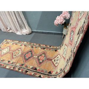 2.9x11.9 ft <b>Runner</b> Vintage <b>Rug</b>, Orange Floral Turkish <b>Rug</b> - Product Image 3