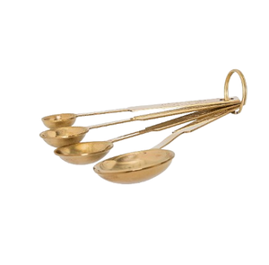 ช้อนตวงด้ามไม้ตักชาเขียวเครื่องมือวัดในครัวทำจากสเตนเลสสตีลช้อนตวงสีทอง - Product Image 3