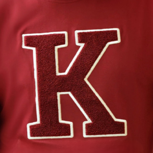 Big K KAP Chenille T Shirt Maroon Heavy Cotton Crewneck Greek Fraternity Apparel Embroidered Collegiate Style Casual Tee - Product Image 5