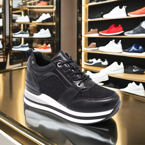 Wypex, lujosas zapatillas de cuero negro de alta calidad para mujer, cómodas y de moda para todos los estilos - Product Image 1