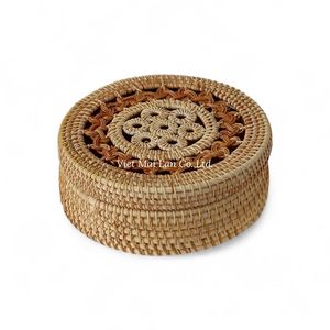 Caja de Almacenamiento de Ratán Hecha a Mano de Primera Calidad con Diseño Tejido Natural para la Organización del Hogar y Decoración de Interiores - Product Image 1