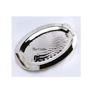 Plateau de service martelé en acier inoxydable de conception attrayante pour le plateau de nourriture de vaisselle d'hôtel et de restaurant à la maison - Product Image 1