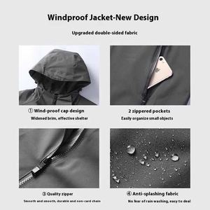 Chaqueta de concha suave Unisex Otoño Invierno sólido impermeable soporte al aire libre ecológico grueso tejido técnica estampado cremallera correr - Product Image 4