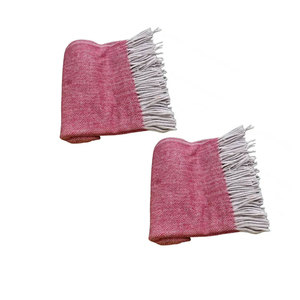 Couverture en laine tartan à motif de diamant rouge de baies personnalisée à chevrons Couverture pour bébé polaire Prix tissé à la main par un vendeur indien - Product Image 3