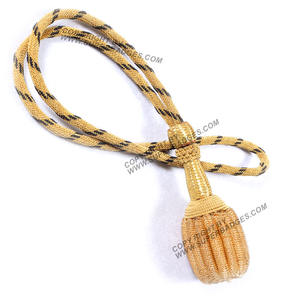 Vente en gros de nœuds de sabre de cérémonie tricotés à la main avec du matériel en or métallique et des nœuds d'épée croisés noirs et de fil métallique pour PC - Product Image 4