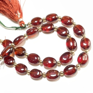 Cuentas de forma ovalada suave granate de hessonita de calidad AAA, cuentas lisas de piedras preciosas naturales, suministros de cuentas al por mayor - Product Image 5