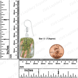 Boucles d'oreilles Unakite faites à la main en laiton plaqué argent, vente en gros, boucles d'oreilles en pierres précieuses, Jaipur Inde, faible MOQ 2 pièces - Product Image 3