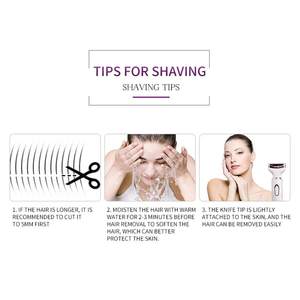 Rasoir électrique pour femmes, lame en acier inoxydable, 4-en-1, tondeuse à sourcils, rasage à sec et humide, épilateur facial pour le visage et le nez, lavable - Product Image 2