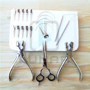 Kit d'outils d'extension de cheveux de finition argent poli avec étui en cuir PVC Double couche et fourniture gratuite d'étiquetage de marque personnalisé - Product Image 2