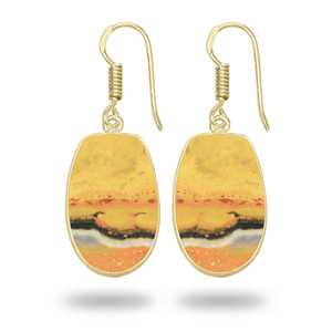 Pendientes con Forma de Gema Curativa Natural, Jaspe Abejorro, Chapado en Oro de 18K, Joyería Hecha a Mano para Mujer, Regalo para Fiesta - Product Image 4