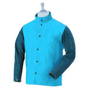 Chaquetas de soldadura de cuero Delantal de soldadura larga Ropa de soldador resistente a la llama con mangas Babero de soldadura antiescaldado resistente al desgaste - Product Image 4