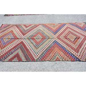 Alfombra roja Kilim turca de 4,8x9,8 pies, área grande, tejido plano, diseño de retazos, Material de lana, respaldo de látex, pasillo rectangular de 9x12, nuevo - Product Image 3