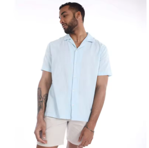 Camisa de Lino Imperio 2026 para Hombre, Cuello Cubano, Manga Corta, Abotonada, Casual, Antiarrugas, para Verano, Gran Oferta - Product Image 3