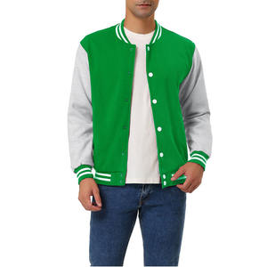 Veste universitaire en laine avec manches en cuir, design patchwork, col montant, veste de baseball haut de gamme, streetwear, vestes universitaires - Product Image 2