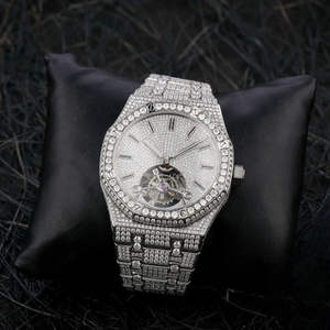 Montre-bracelet de luxe pour homme de haute qualité, taille personnalisée, dernier style hip-hop, mouvement mécanique analogique, diamants moissanite étincelants - Product Image 1