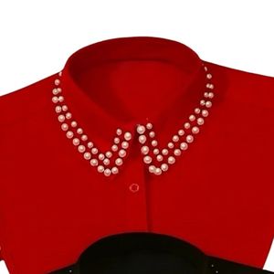 เสื้อผู้หญิงแฟชั่นแบบเป็นชั้นๆของประดับด้วยลูกปัดปกไข่มุกสีขาวหรือสีดำถอดออกได้ - Product Image 4