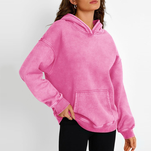 Nouveauté, sweat à capuche en molleton pour femme, 100% coton, lavage à l'acide, logo personnalisé, décontracté, hiver, haute qualité - Product Image 5