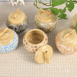 Pot en bambou décoratif en nacre avec incrustation de coquillages, fait à la main au Vietnam, pour le rangement et les cadeaux - Product Image 6