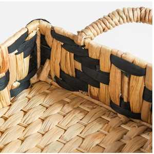 Juego de 3 bandejas rectangulares decorativas de jacinto de agua negro y natural - Product Image 3