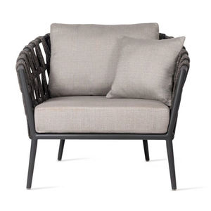 Chaise de jardin d'extérieur en aluminium imperméable avec siège rembourré en corde tressée pour balcon et terrasse - Product Image 4