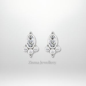 Ensemble de lunette ovale et ronde de luxe boucles d'oreilles en diamant 14K or massif certifié IGI diamants naturels cultivés en laboratoire bijoux de piercing - Product Image 5