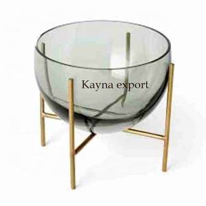 Soporte de Metal dorado decorativo de lujo, cuenco de cristal de fruta artesanal de lujo, decoración de Hotel y boda, frutos secos, cuenco de Chocolate - Product Image 4