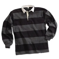Jersey Rugby Poliester Tebal Berat, Cetak Sublimasi, Bernapas, Bordir Logo Custom, Lengan Panjang Klasik untuk Kaos
