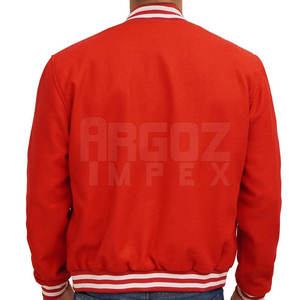 Cómoda chaqueta de Letterman hecha a medida para hombre con logotipo frontal de cuello levantado 100% chaqueta de invierno transpirable de algodón para venta en línea - Product Image 2