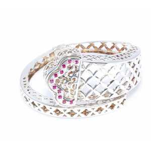 925 Sterling Silver Openwork <b>Bracelet</b> with Heart Shape Stone-Studded - Product Image 2