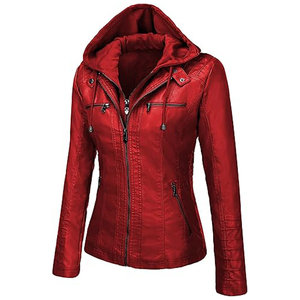 Chaqueta de Motociclista de Piel de Oveja Genuina para Mujer, Impermeable, Personalizable, con Cuello con Botones y Cierre de Cremallera - Product Image 4