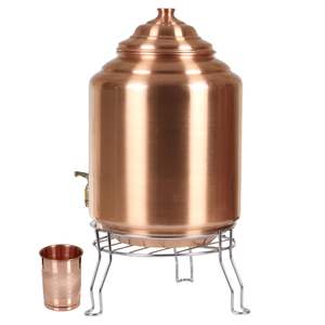 Distributeur d'eau écologique en cuivre martelé pur en gros d'usine avec couvercle et pichet Matka pour le voyage - Product Image 3