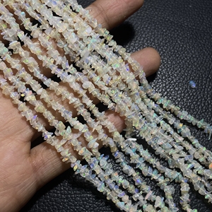 Perles Heishi en opale éthiopienne blanche, percées au centre, en gros, forme irrégulière, ASP GEMS, 4-6 mm, brin de 34 pouces - Product Image 2