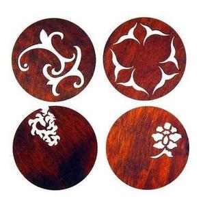 Sous-verres en bois personnalisés sous-verres ronds carrés en bois avec support attrayant brillant protection de table sous-verres frais - Product Image 5