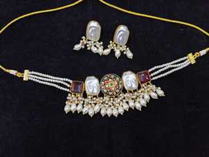 Ensemble de collier ras du cou plaqué or Bollywood du fabricant indien pour femmes et filles vêtements de fête religieux et de mariage classiques - Product Image 6