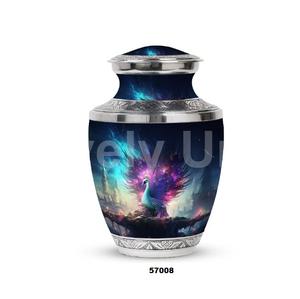 Urna para adultos de cremación de aluminio grande de pavo real hermoso para cenizas humanas, urna funeraria decorativa de tamaño completo con bolsa de terciopelo gratis - Product Image 3