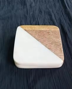 Posavasos de madera de acacia Diseño de piedra entera y mármol Alfombrillas y almohadillas redondas y cuadradas para bebidas y tazas - Product Image 4