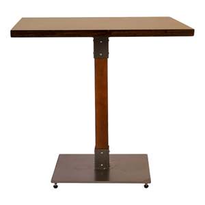 Tavolo da Pranzo in Legno Massello di Noce Chiaro dal Design Minimalista, Stabile e Assemblato per Uso Domestico, Cucina e Bar, Stile Industriale Moderno - Product Image 1