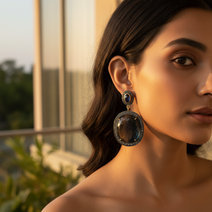 Boucles d'oreilles pendantes en forme de goutte d'eau en saphir et diamant plaqué or 14 carats et 18 carats pour femmes, pendentif religieux chrétien pour mariages et fêtes - Product Image 1