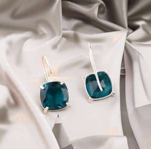 Boucles d'oreilles pendantes en apatite, pierre précieuse, argent sterling 925, bijoux fantaisie, cadeau d'anniversaire pour femme - Product Image 3