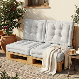 4 Cuscini Indipendenti per Divano da Giardino, 80x60 cm Seduta, 50x60 cm Schienale, Spessore 12 cm, Resistenti per Uso Esterno - Product Image 2