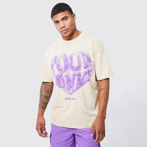 เสื้อยืดผ้าฝ้ายพิมพ์ลายคอกลมแขนสั้นสำหรับผู้ชาย - Product Image 1