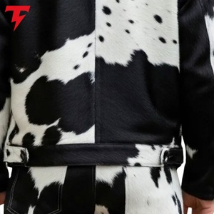 Veste en cuir de vachette élégante pour homme avec fourrure véritable, en peau de vache unique, idéale pour l'équitation hivernale et les activités de plein air. - Product Image 6