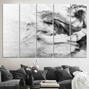 Impression sur toile abstraite gris fumé : Art mural minimaliste moderne, lot de 5 toiles - Product Image 1