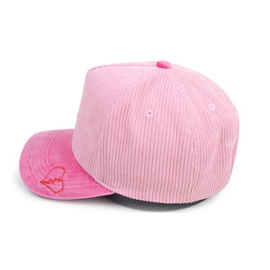 Factory custom high quality 3D puff embroidered Curved Brim satin <b>lined</b> Corduroy baseball cap - Product Image 2