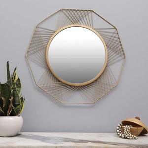 <b>Gold</b> Leaf Metal Accent Wall <b>Mirror</b> Ideal for Home Decoration Wall Hanging Wall <b>Mirror</b> for Home Hotel Decoration. - Product Image 4