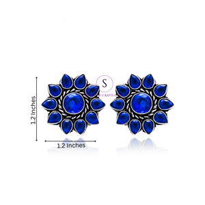 Clásico antiguo tradicional indio hecho a mano elegante alemán plata piedra Stud moda pendientes joyería para mujeres y niñas - Product Image 1
