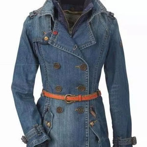 Chaqueta vaquera para mujer, elegante, de corte regular, lavada, para otoño e invierno, versátil, hasta la rodilla, moderna, esencial para capas, estilo vintage. - Product Image 1