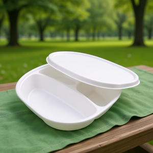 Coperchio in bagassa usa e getta per vassoio pranzo per contenitori ecologici usa e getta - Product Image 3